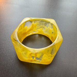 Yellow Marbleized Hexagon Bangle